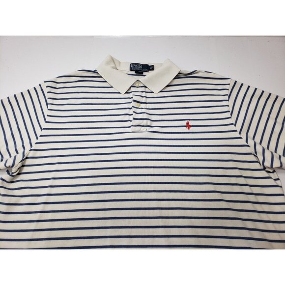 Polo By Ralph Lauren Mens Shirt Polo Short Sleeve Collared Striped White 2XB Big - Picture 2 of 9